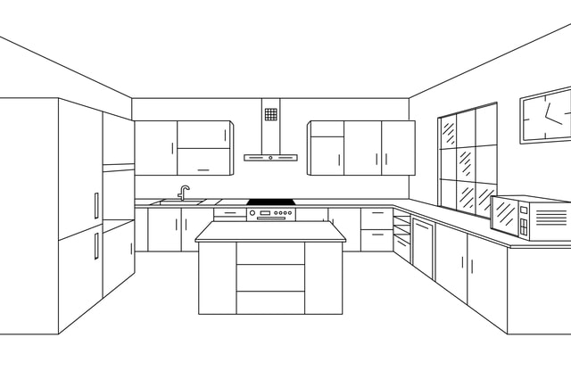 Kitchens line drawing. Image by Barrirret (via Shutterstock).